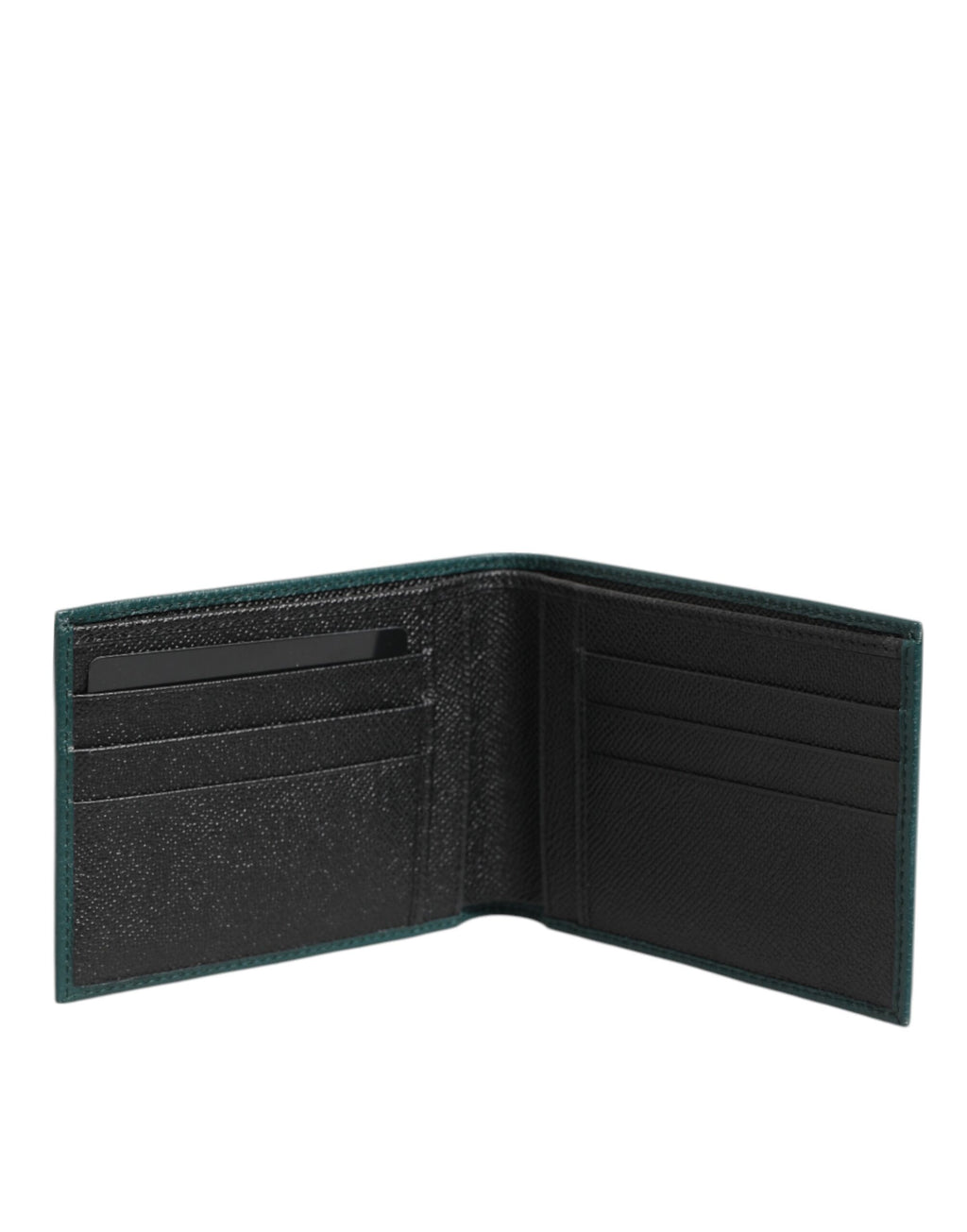 Green Leather DG Logo Engrave Bifold Card Holder Wallet