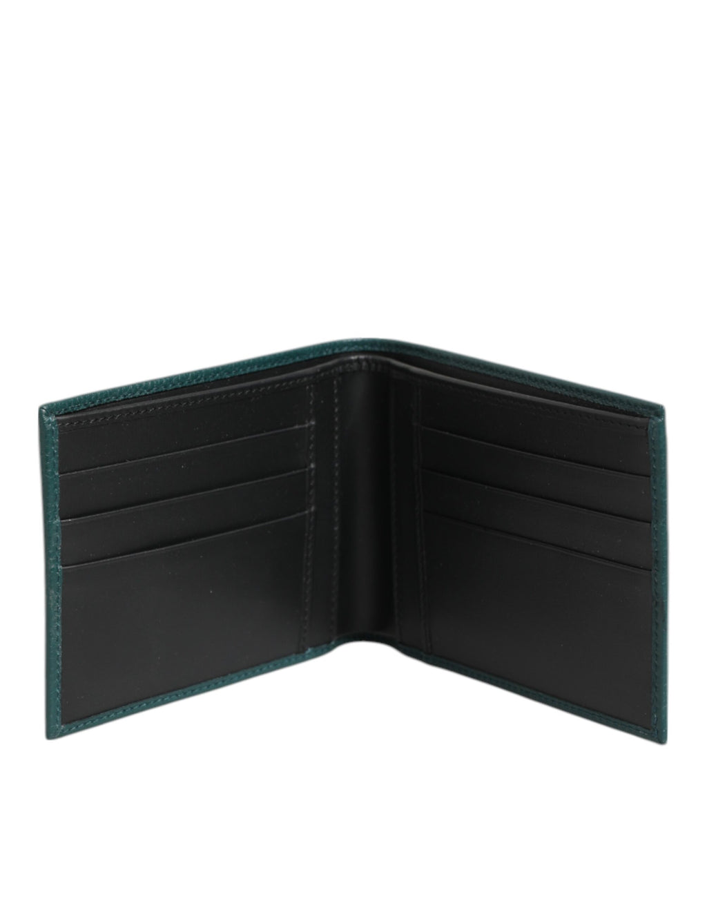 Green Leather DG Logo Engrave Men Bifold Card Holder Wallet