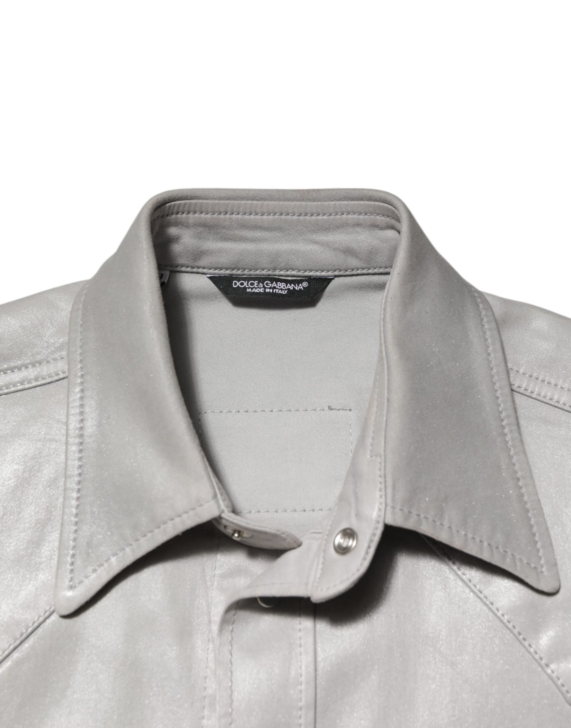 Metallic Gray Cotton Button Down Men Shirt