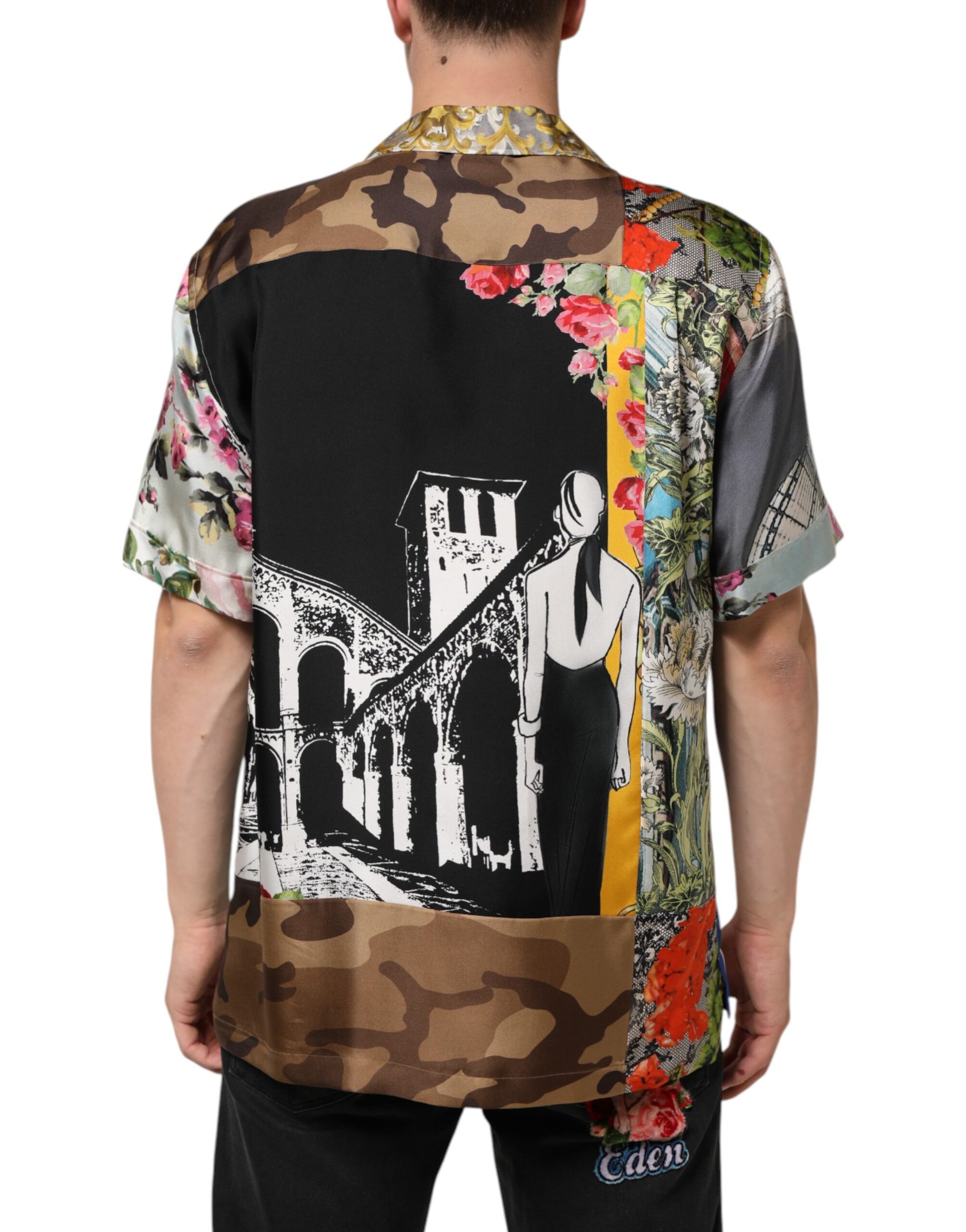 Multicolor Silk Opera Print Men Casual Shirt