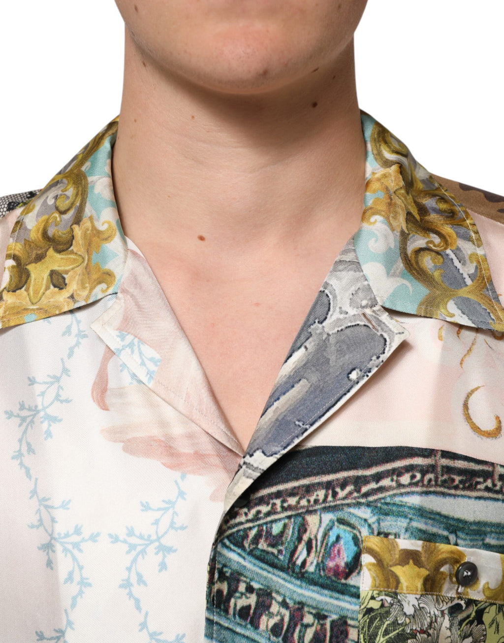 Multicolor Silk Opera Print Men Casual Shirt
