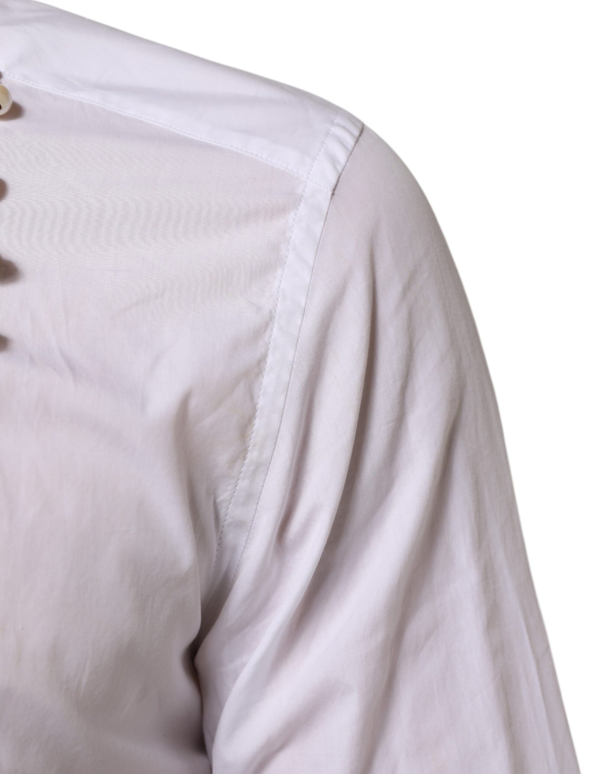 White Cotton DG Logo Pearl Chain Formal Shirt