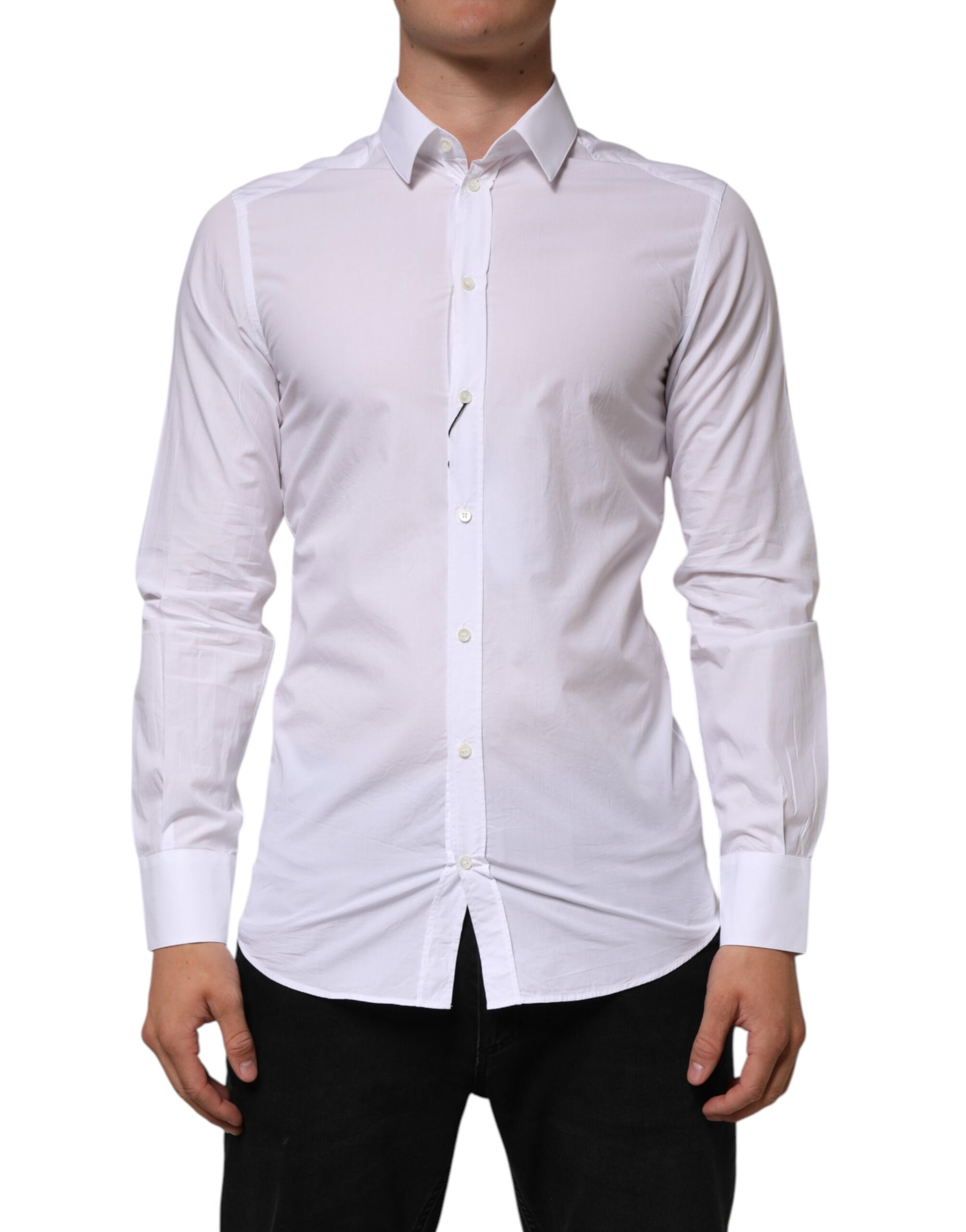White Cotton GOLD Formal Men Longsleeves Shirt