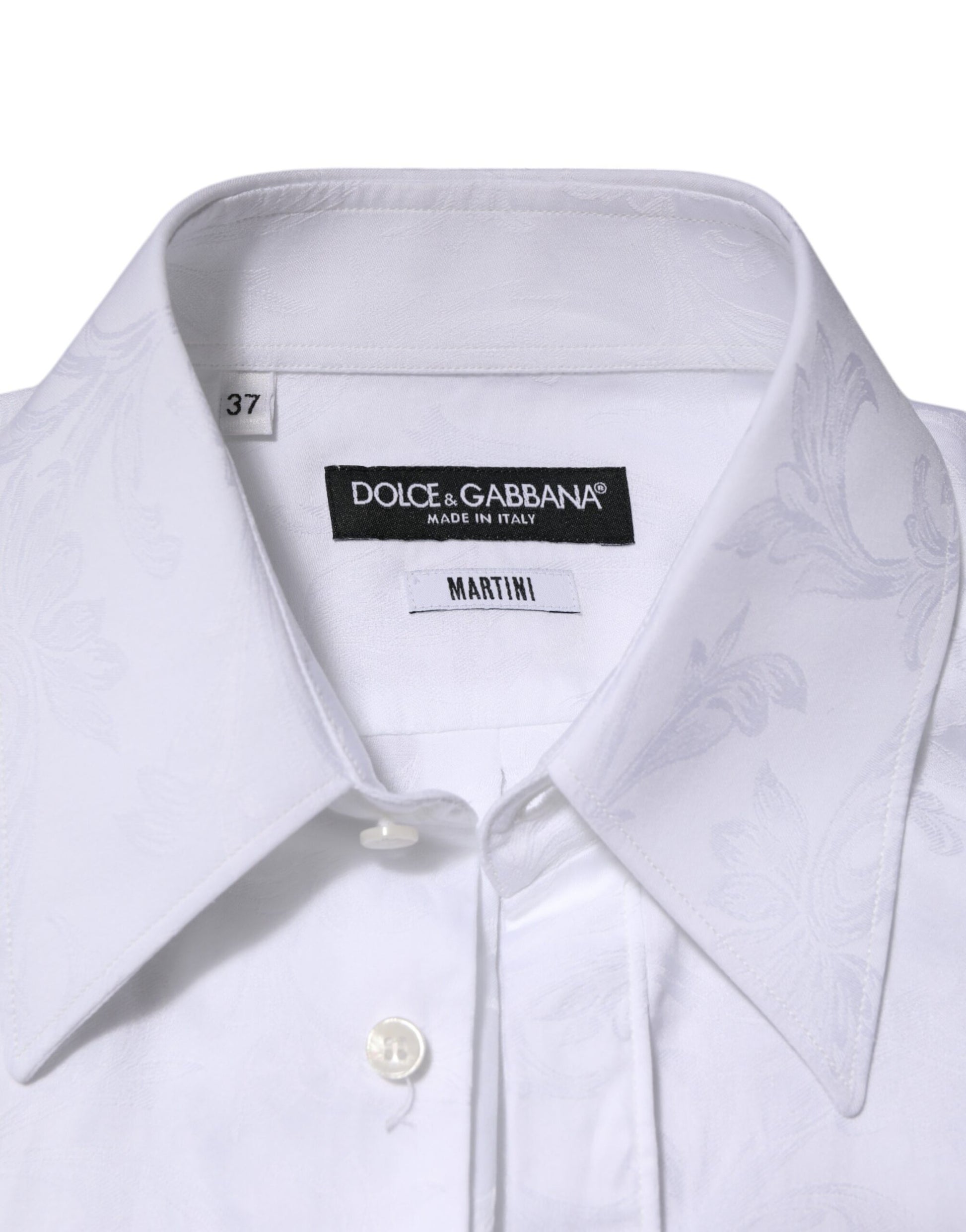 White Cotton MARTINI Paisley Jacquard Shirt