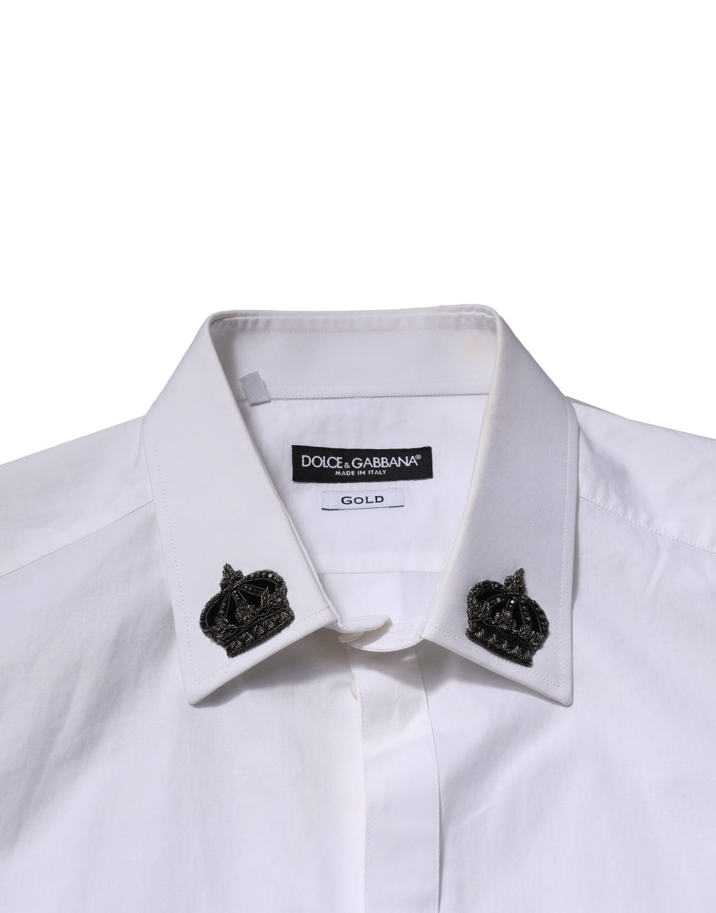 White Cotton Crown Collar GOLD Formal Shirt
