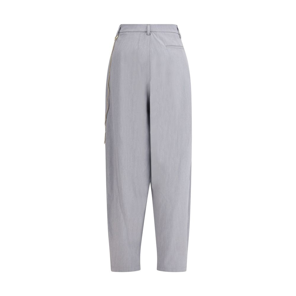 Gray Polyester Casual Pants