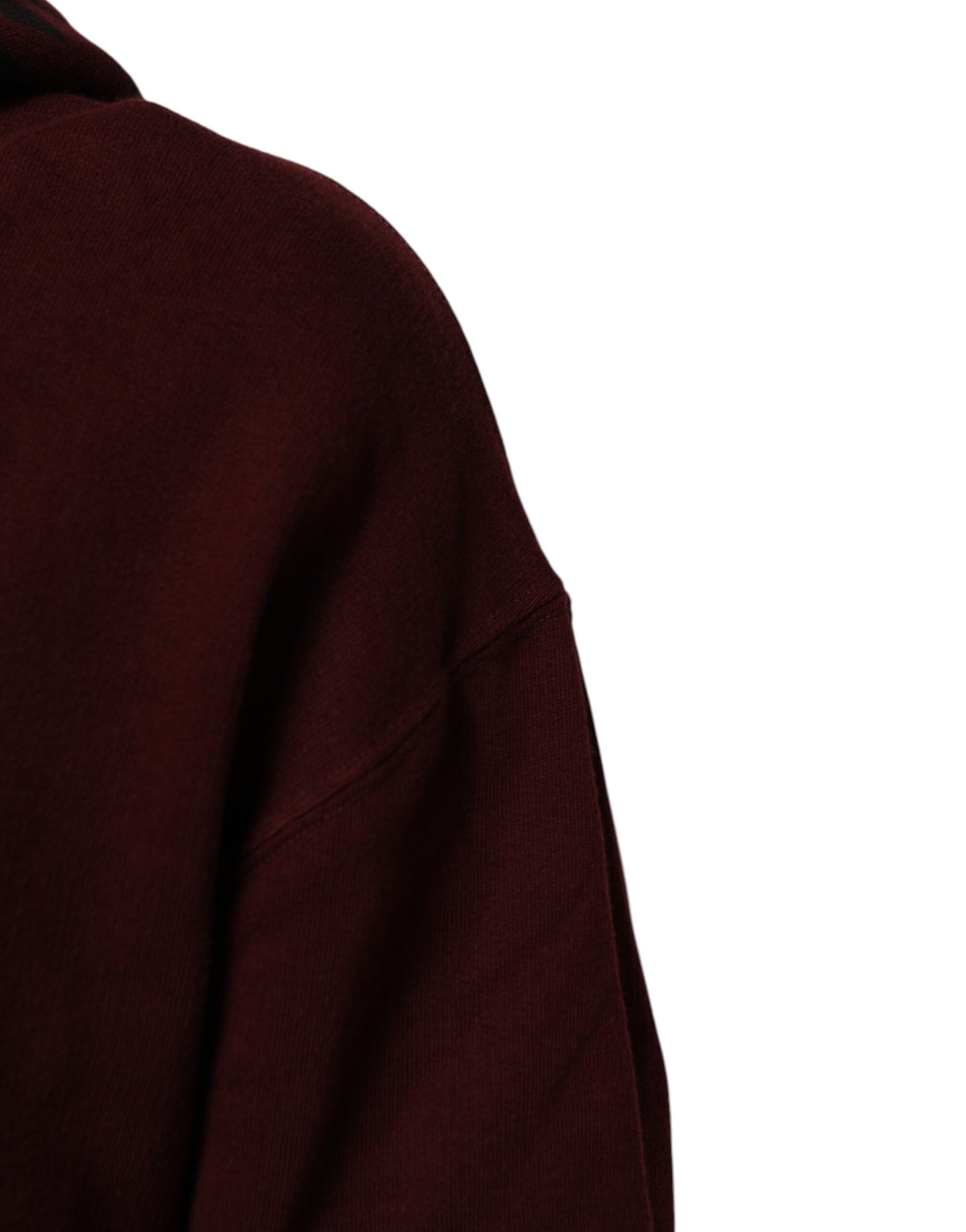 Burgundy Cotton Plaid Lined Men Hoodie Sweater