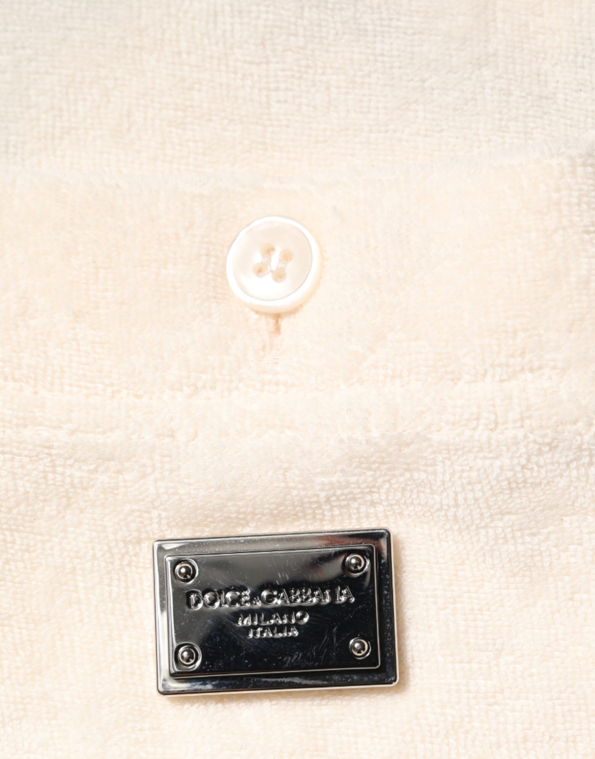 Ivory Cotton Terry Logo Pocket Polo T-shirt