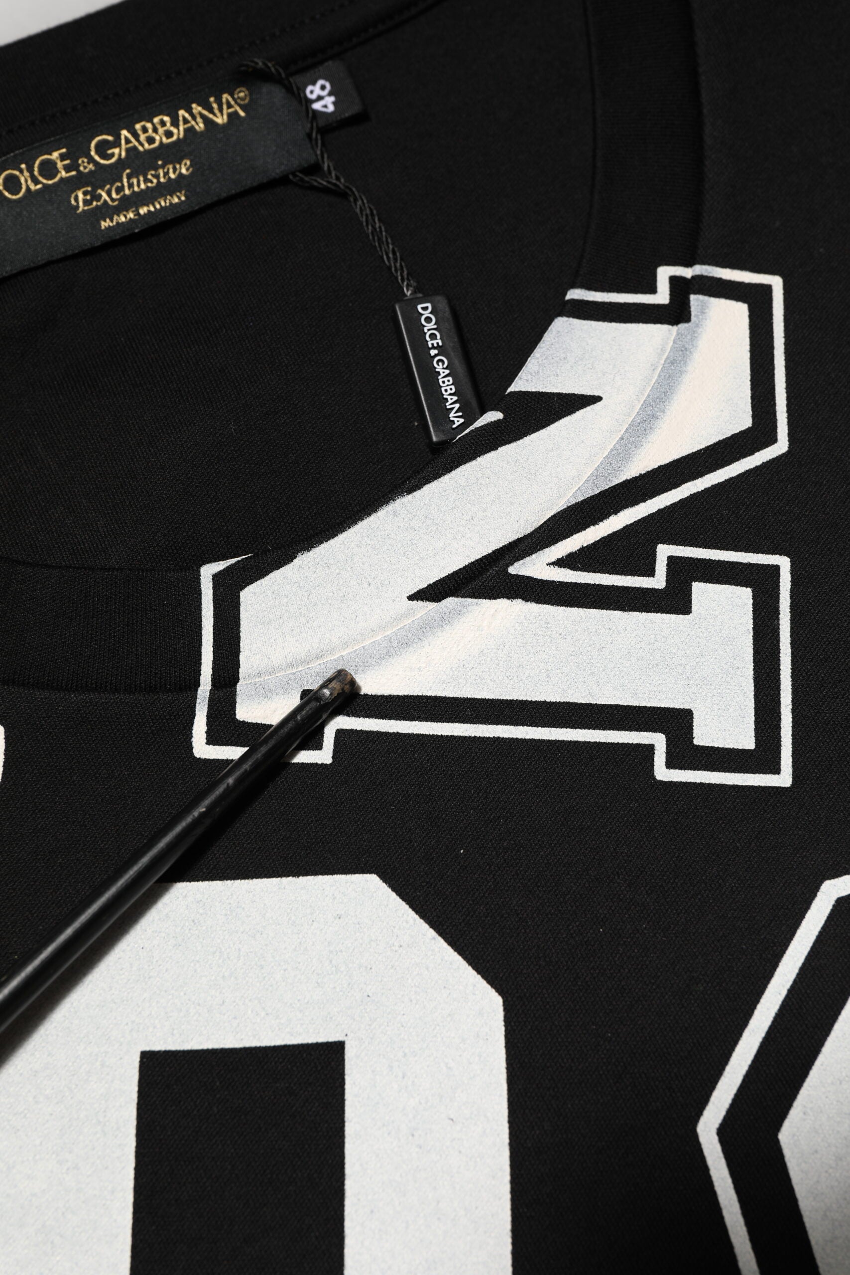 Black Cotton Letter Print Short Sleeve T-shirt