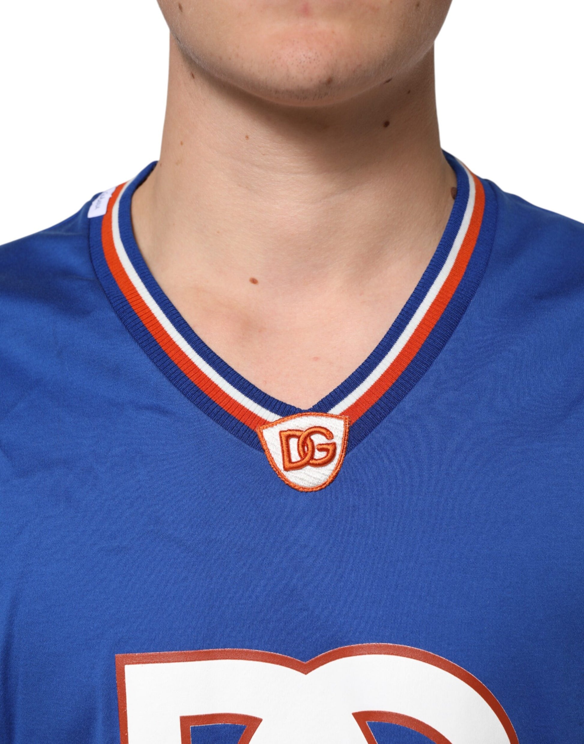 Blue Cotton DG Logo Mesh Jersey T-shirt