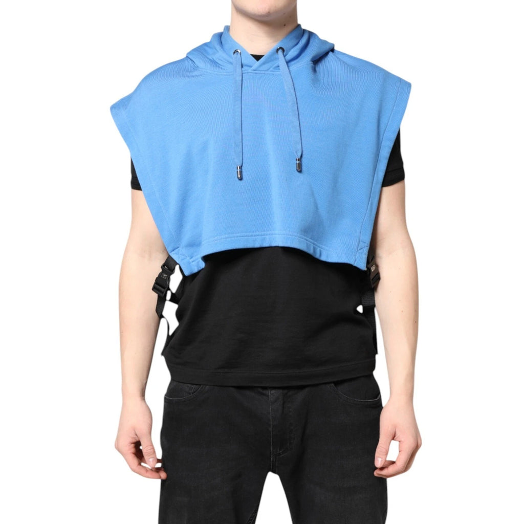Blue Cotton Hooded Men Sportswear One Size Vest