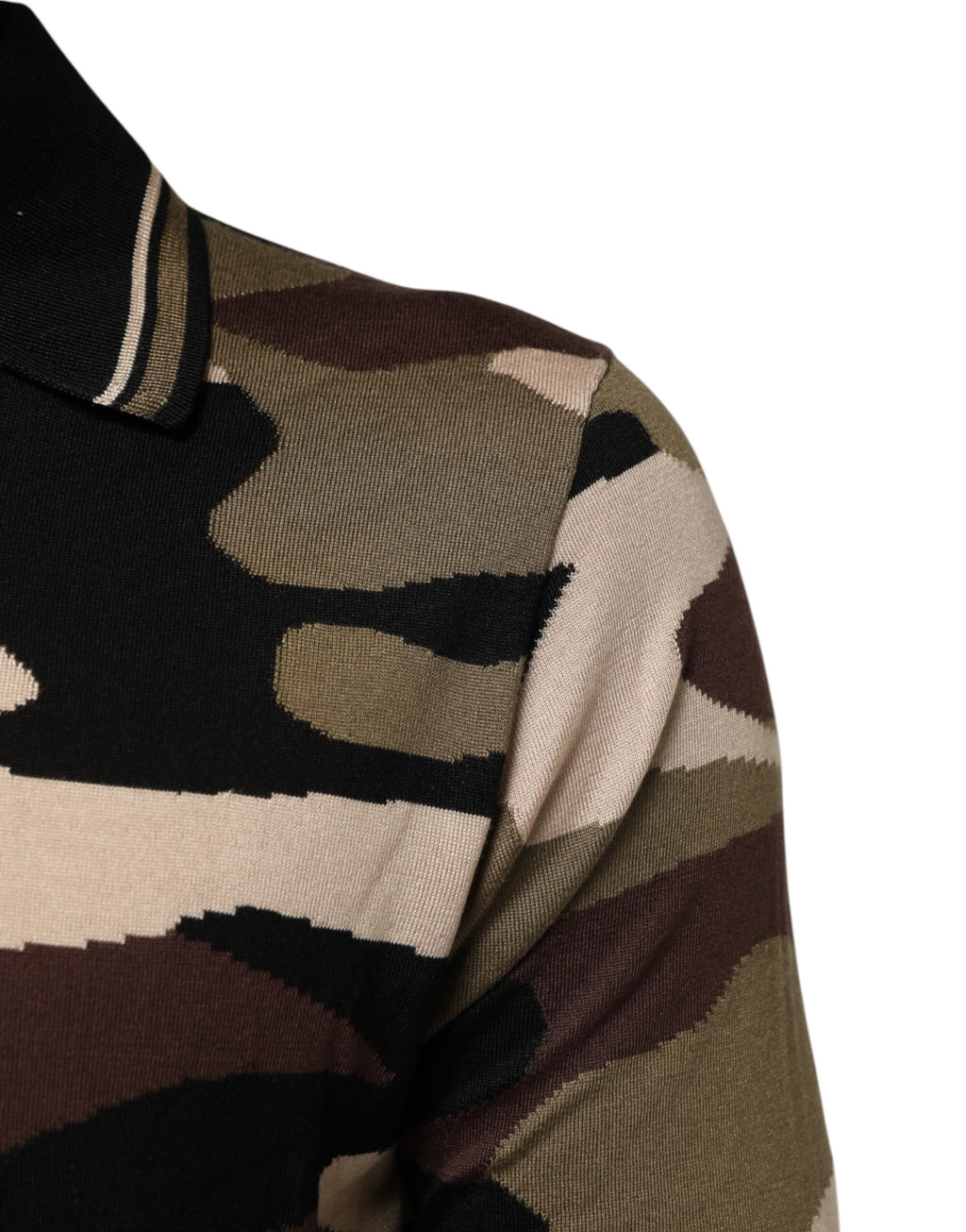 Camouflage Brown Silk Military Polo T-shirt
