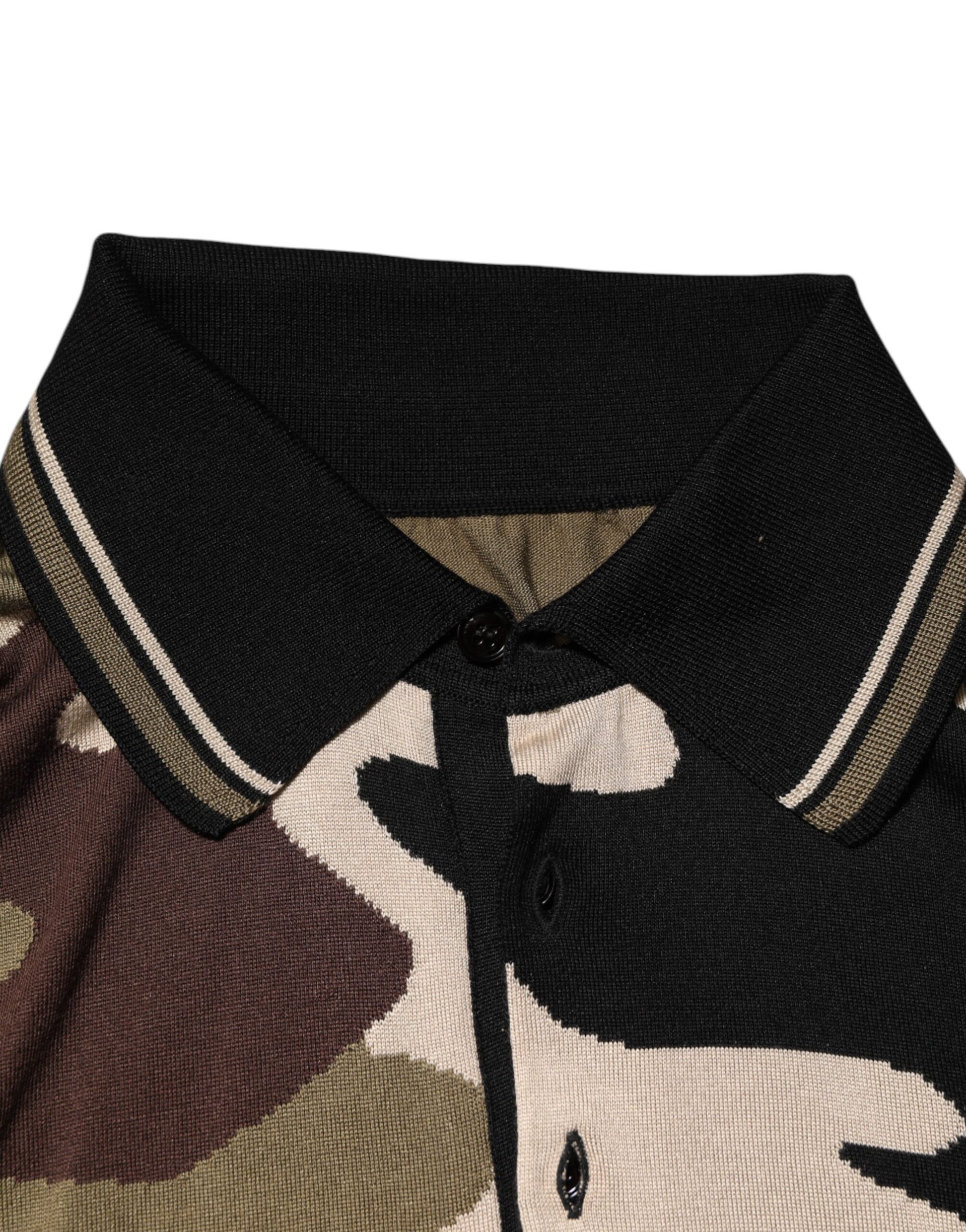 Camouflage Brown Silk Military Polo T-shirt