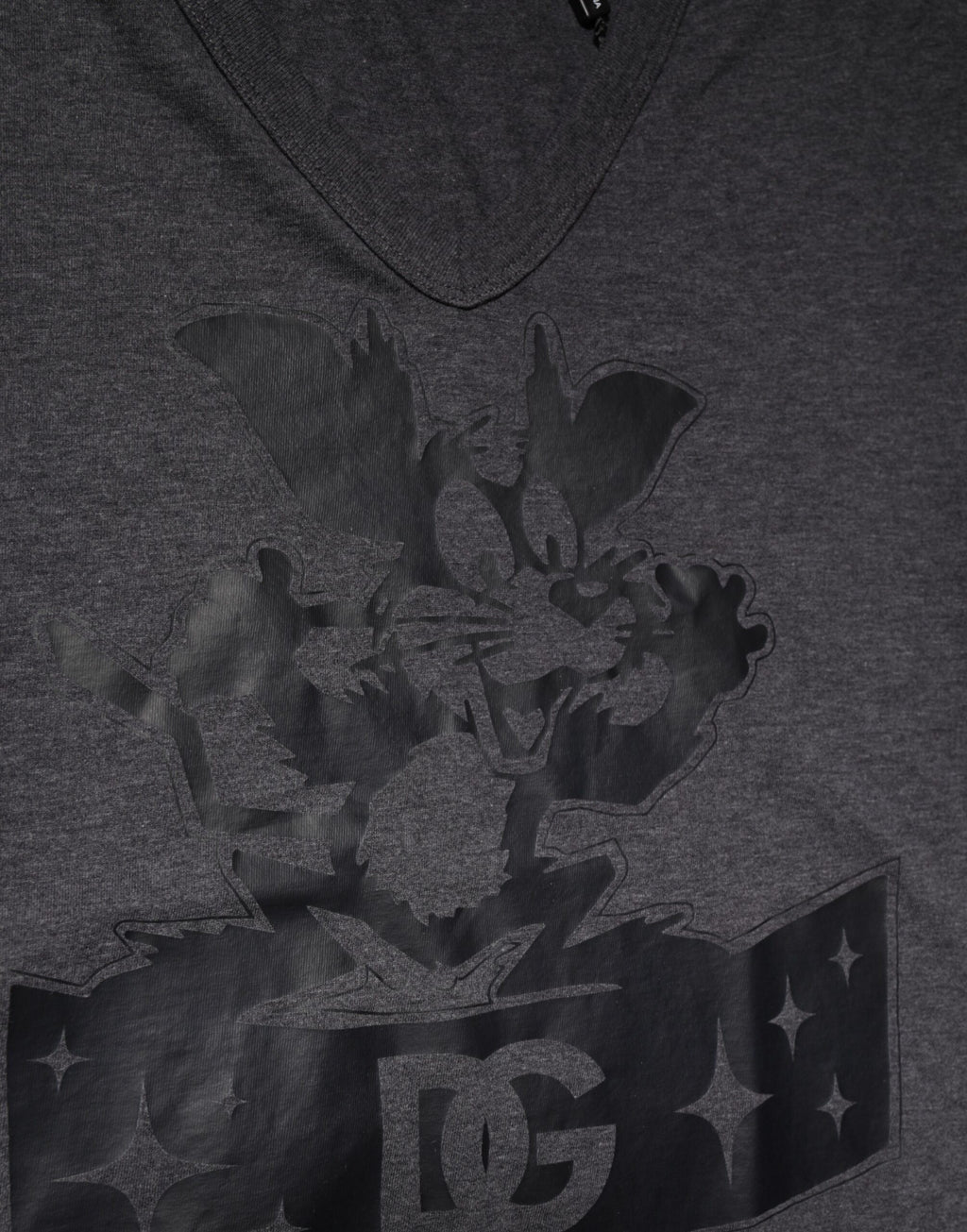 Black Charcoal DG Logo V-Neck Men T-shirt