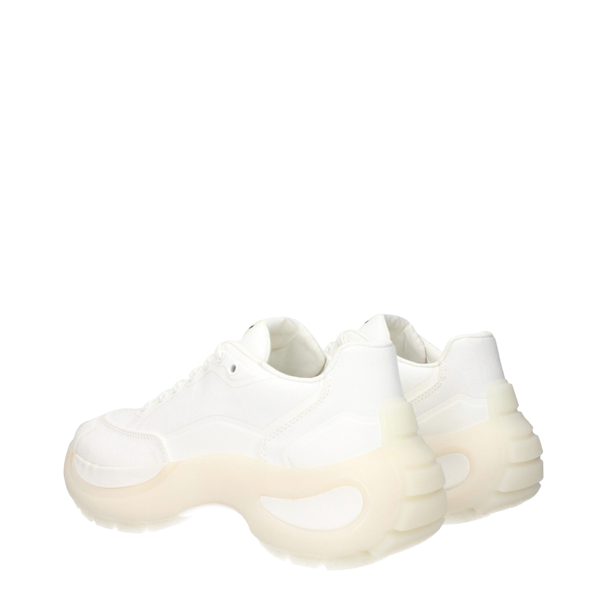 White Fabric Chunky Sneakers