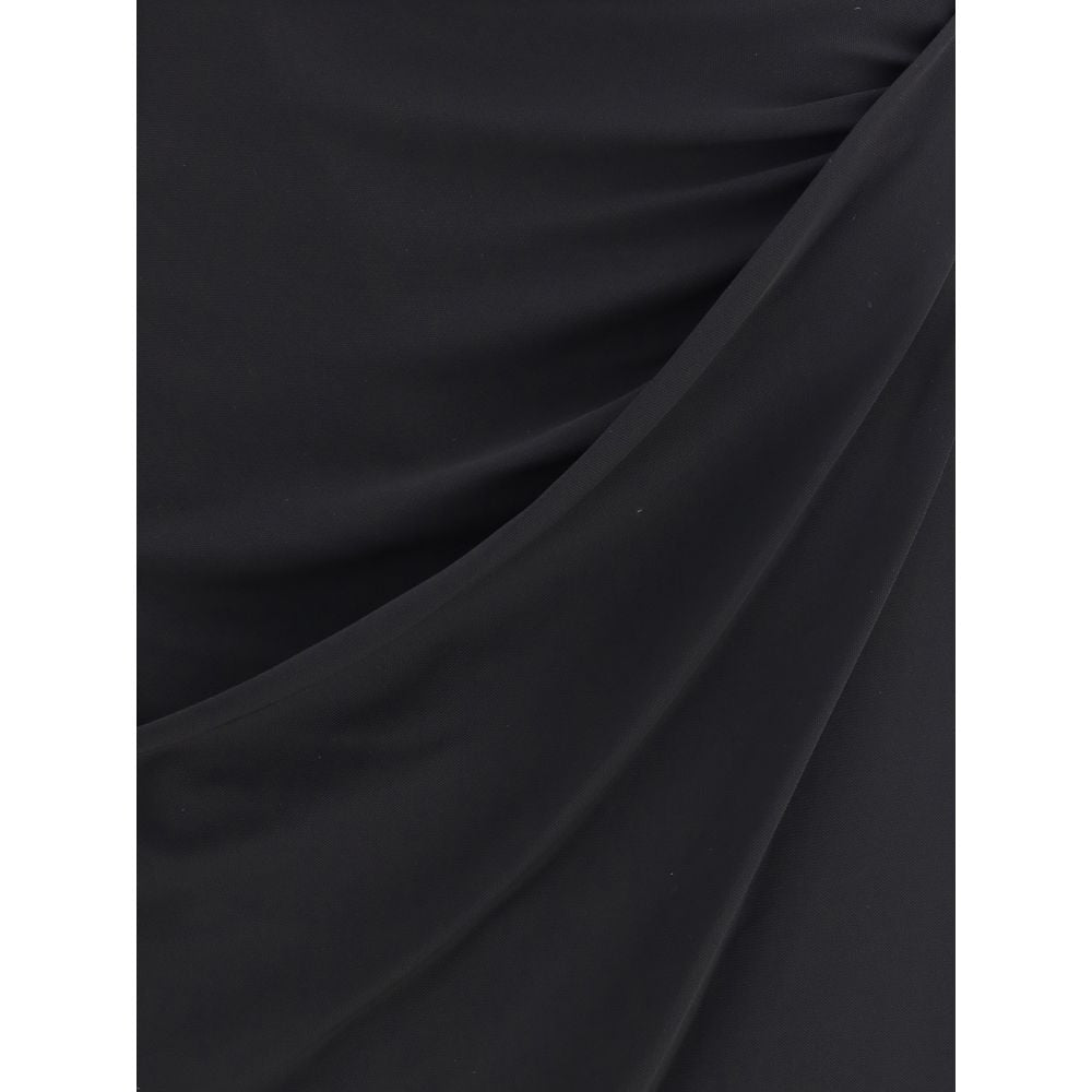 Black Viscose Midi Skirt