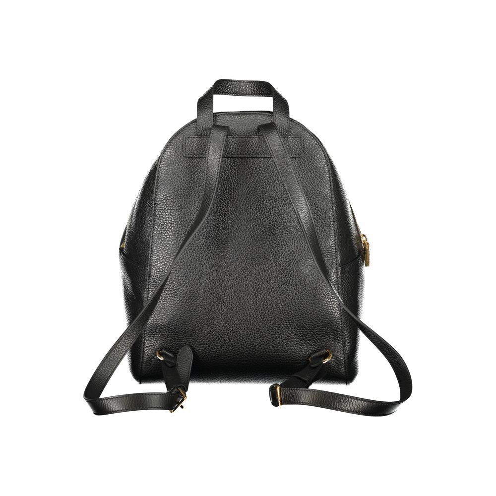 Black Leather Women Backpack