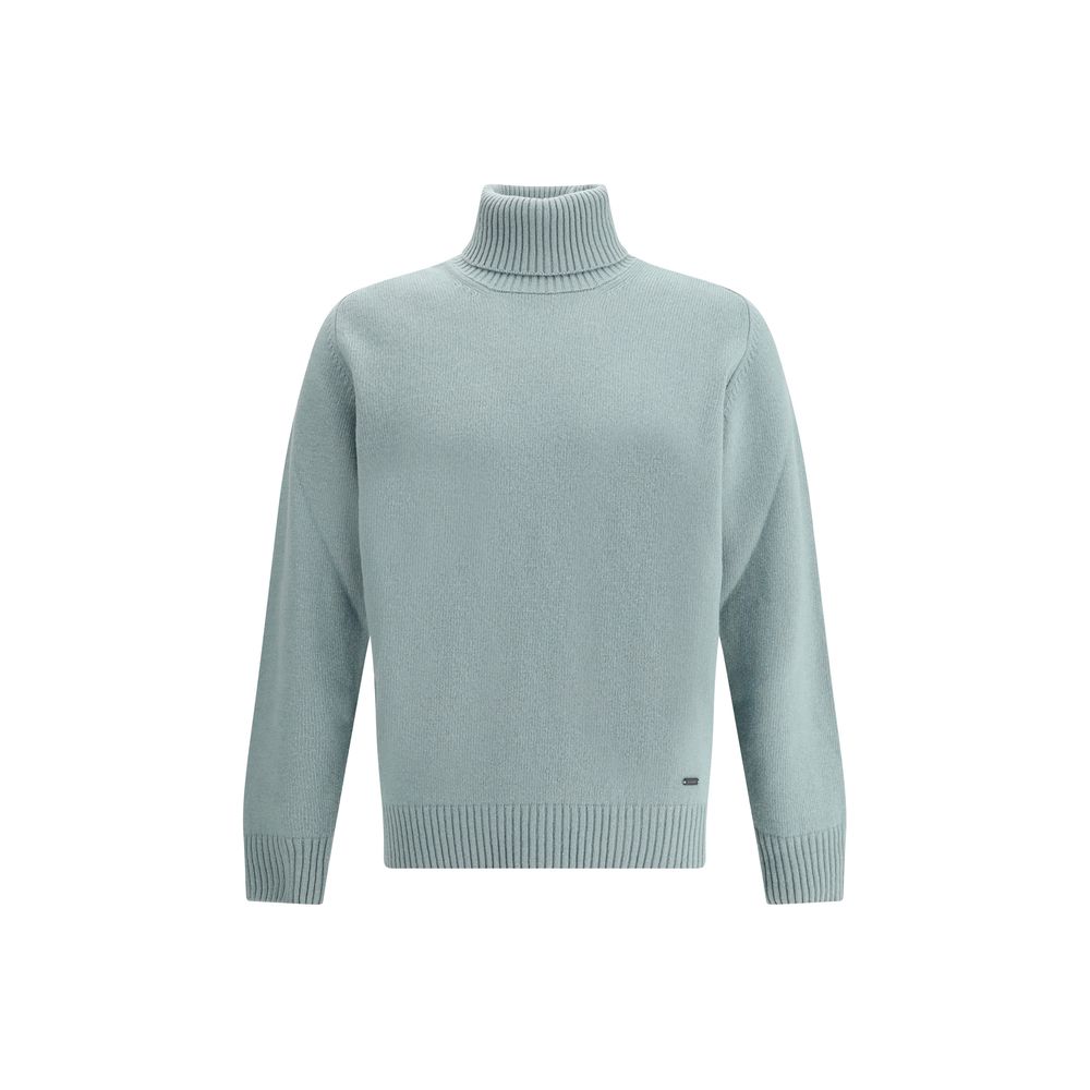 Green Fleece Wool Turtleneck