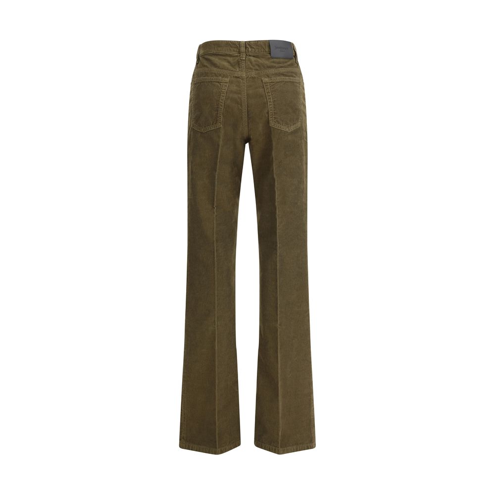 Green Cotton Casual Pants