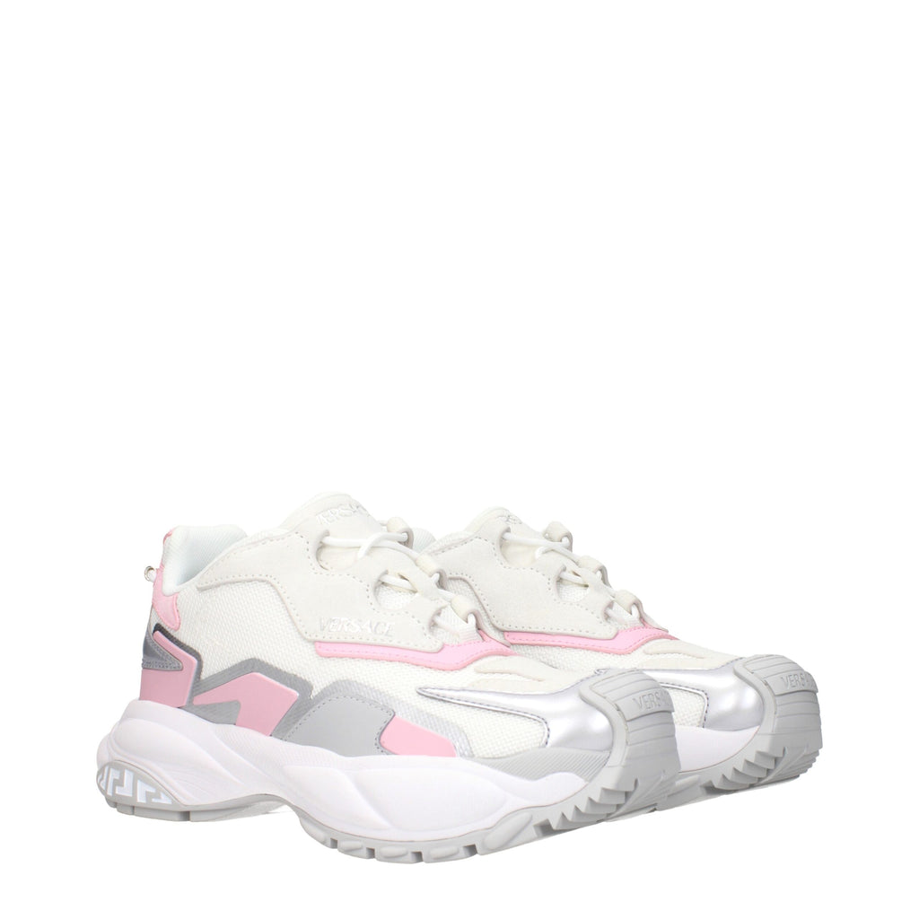White Fabric Chunky Sneakers