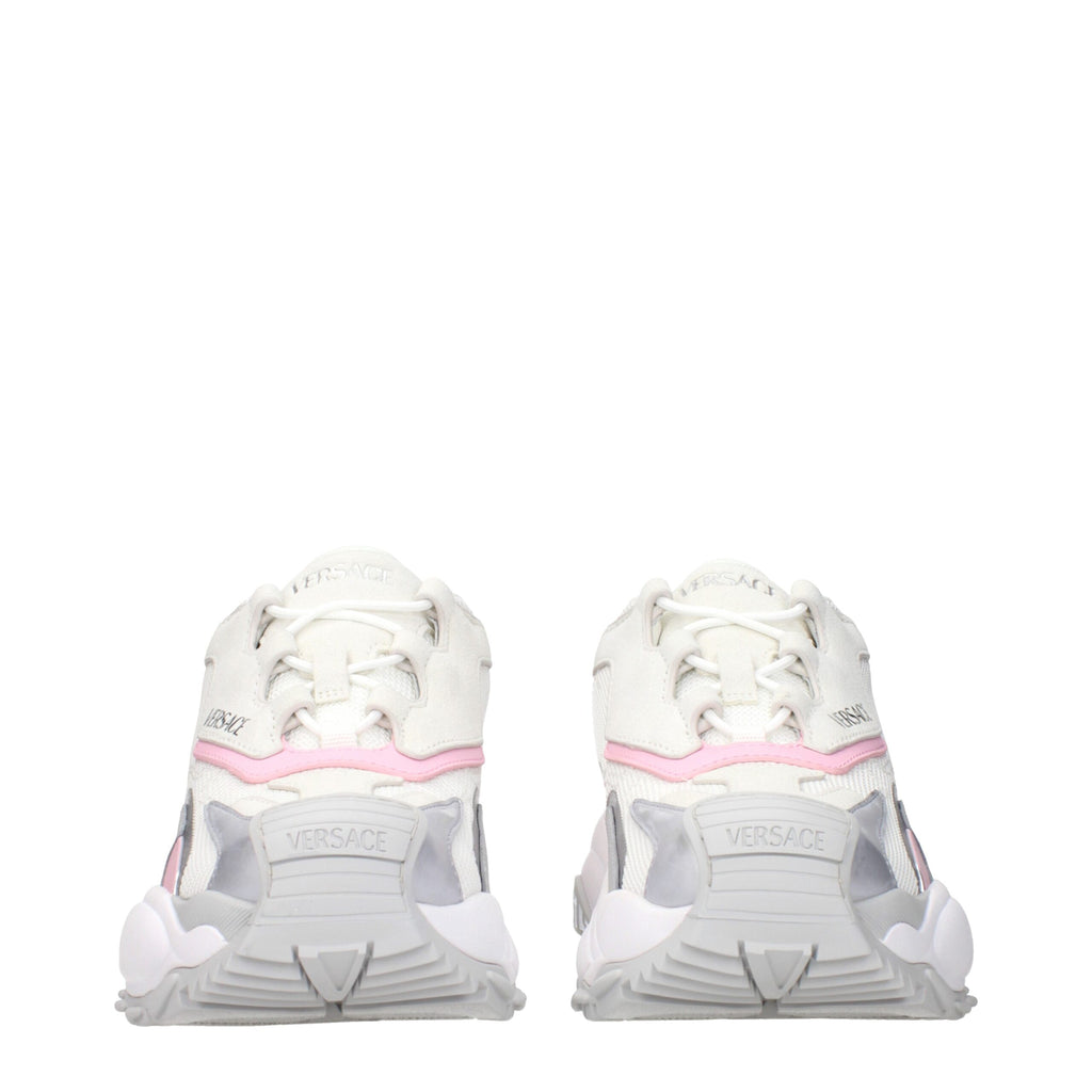 White Fabric Chunky Sneakers