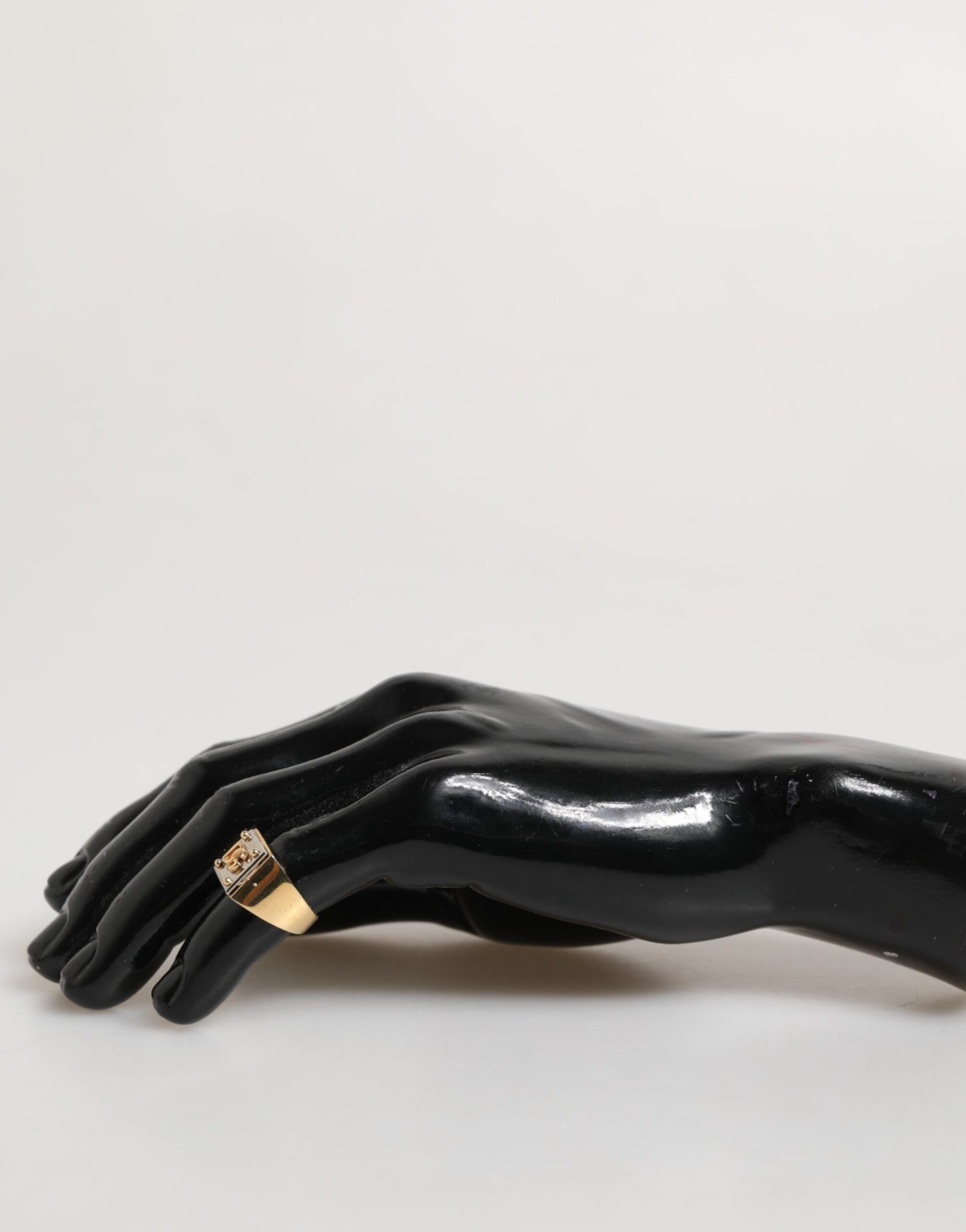 Gold Tone Brass Signet Square DG Logo Plaque Men Ring