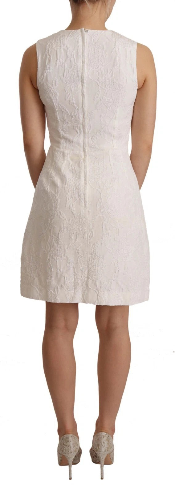 White Floral Sleeveless Sheath Mini Dress