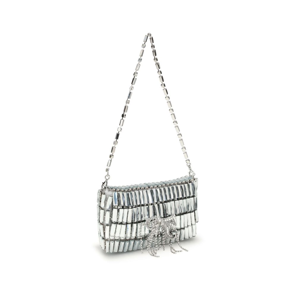 Silver crystal bow mini Shoulder Bag