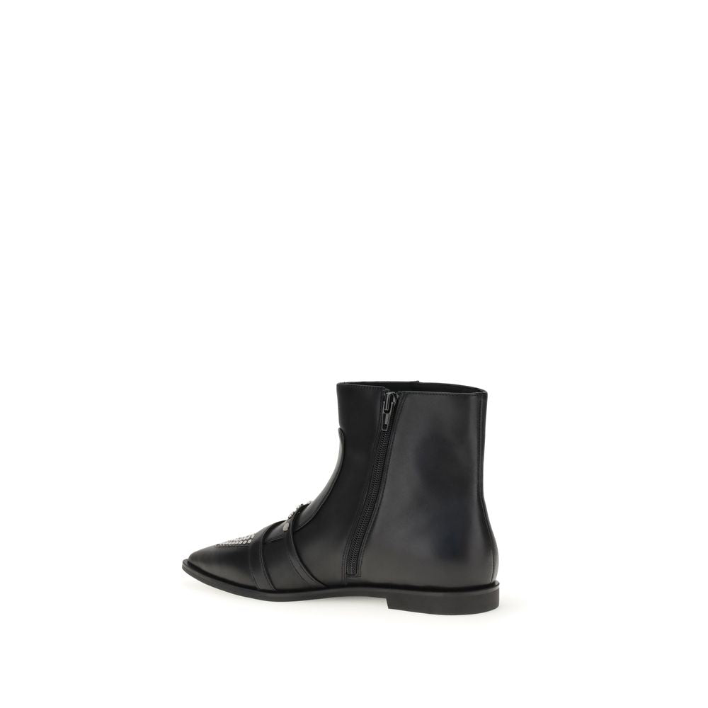Black Calf Leather Bos Taurus Ankle Boots