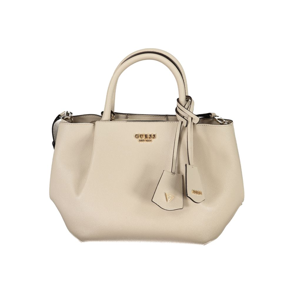Beige Polyethylene Women Handbag