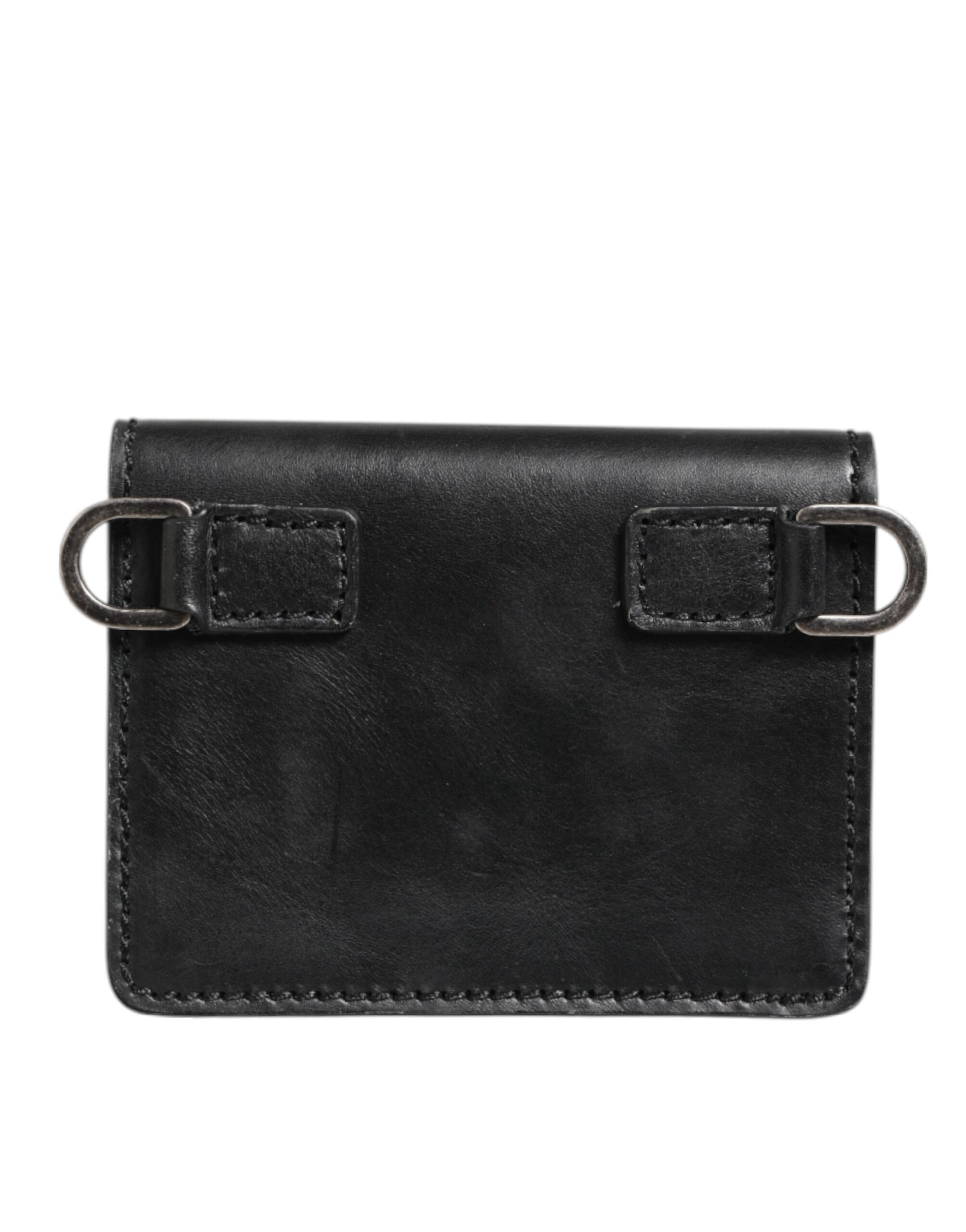 Black Leather Bifold Card Holder Mens Coin Purse Key Clip Wallet