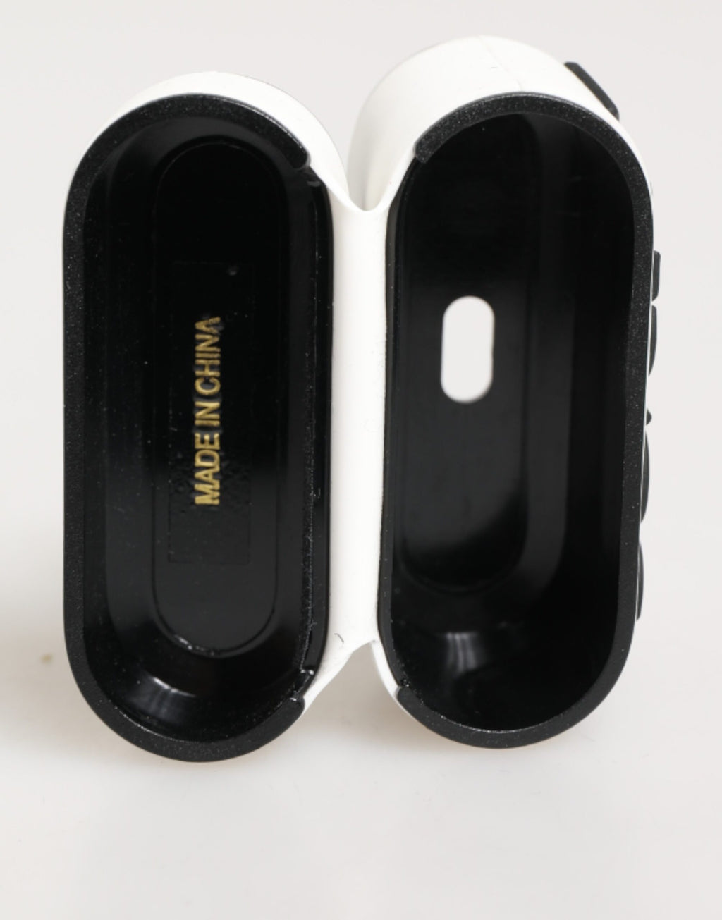White Black Rubber Logo Embossed Accessory Airpods Case