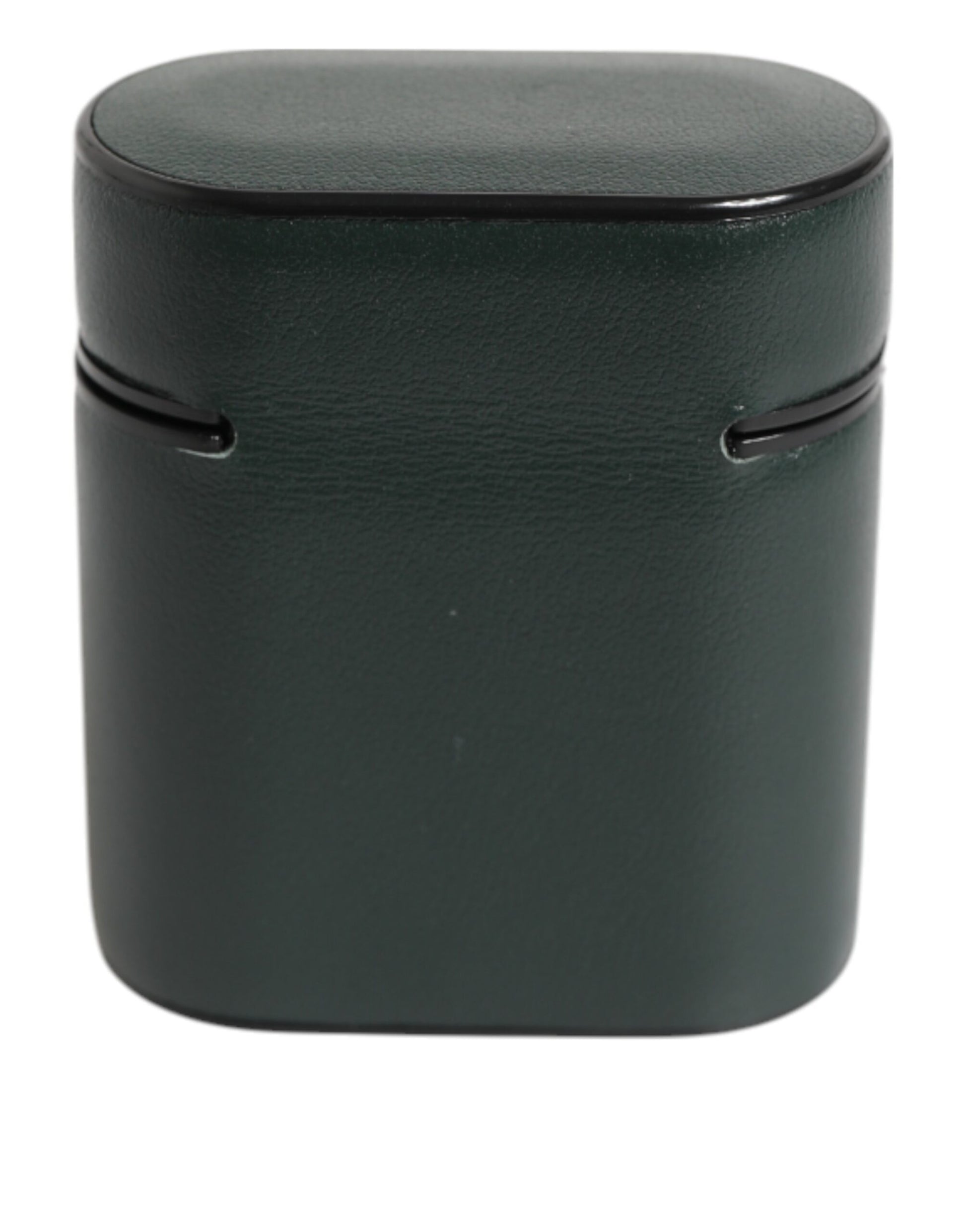 Army Green Calfskin Leather Logo Flip Holder Airpods Case