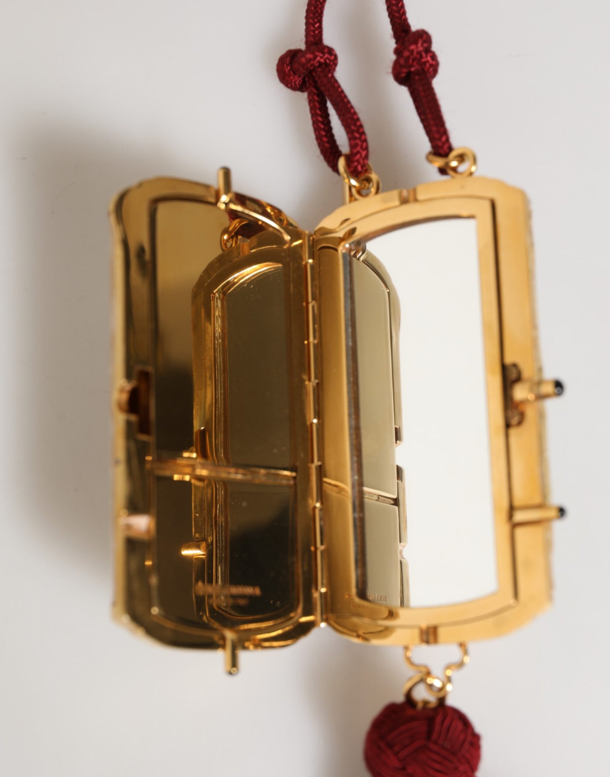 White Resin Gold Metal Crossbody Mini Purse Tassel Bag