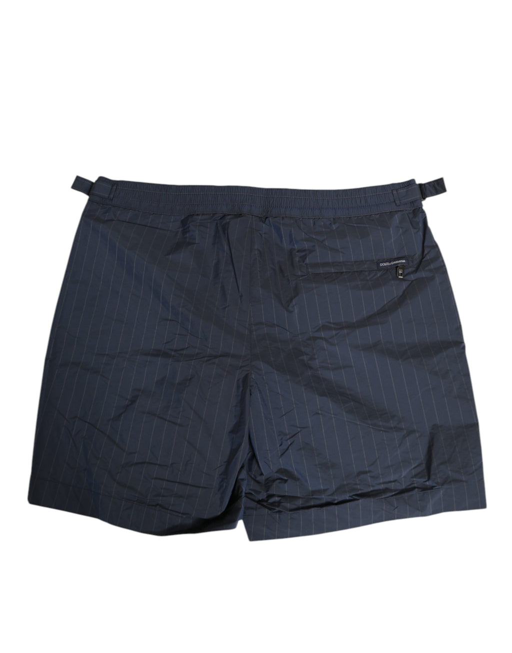 Navy Blue Polyester Pinstripe Men Shorts Swimwear
