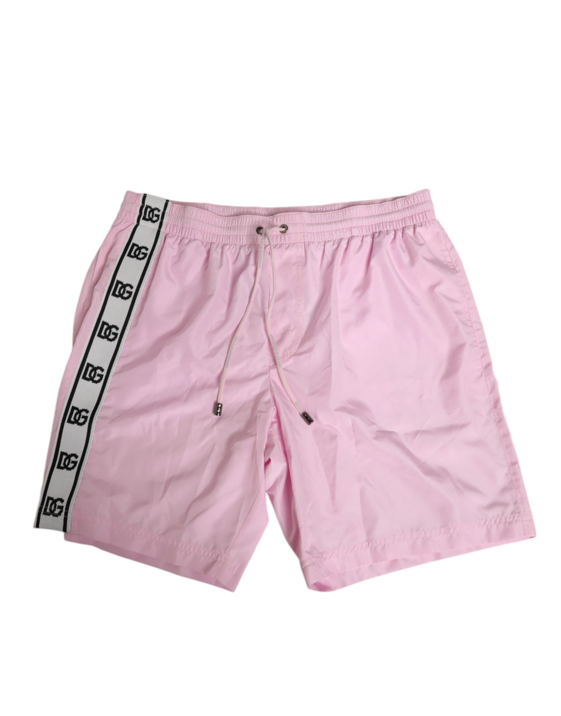 Pink Nylon Logo Side Stripe Beachwear Men Swimwear