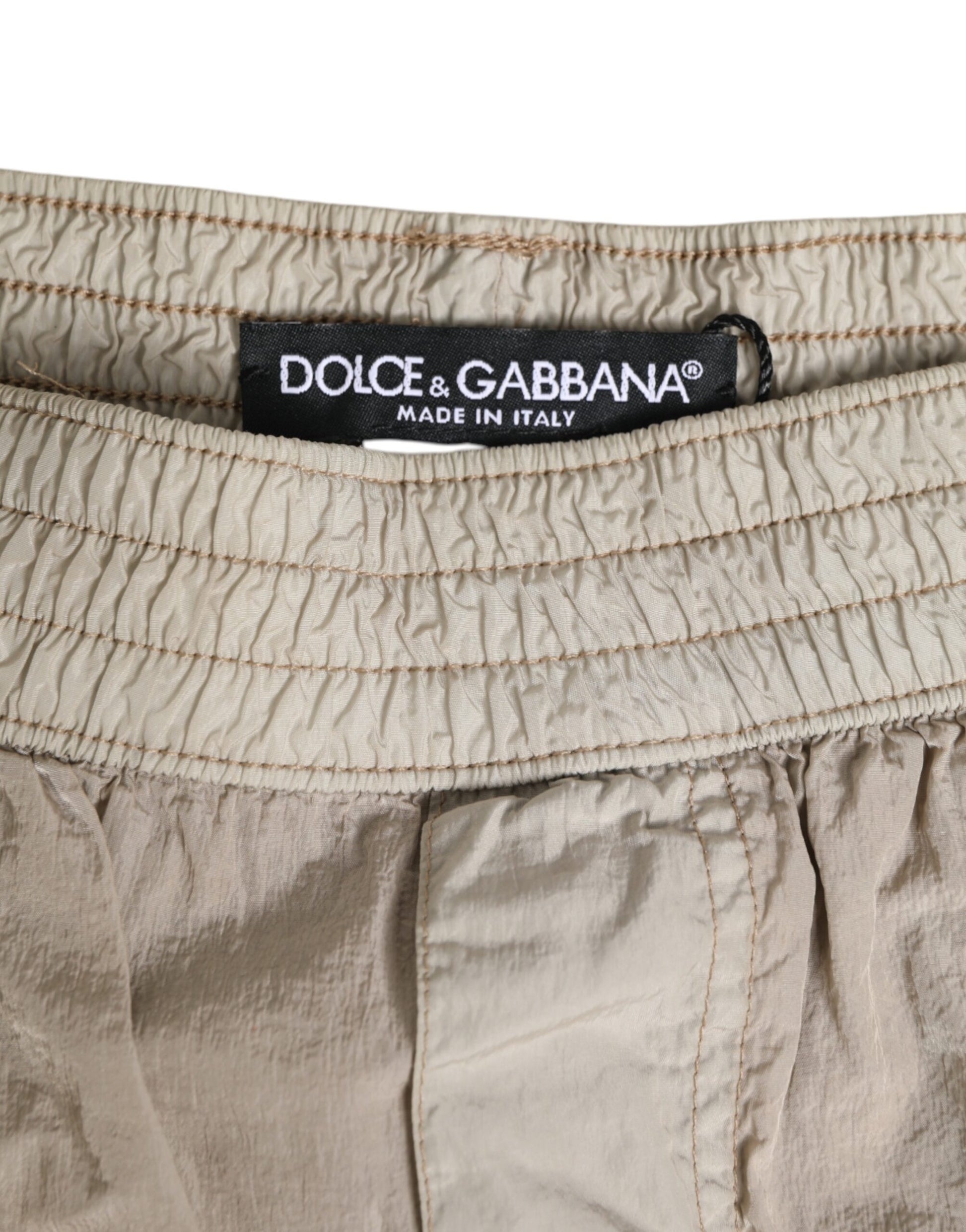 Beige Nylon Beachwear Men Boxer Short Swimwear