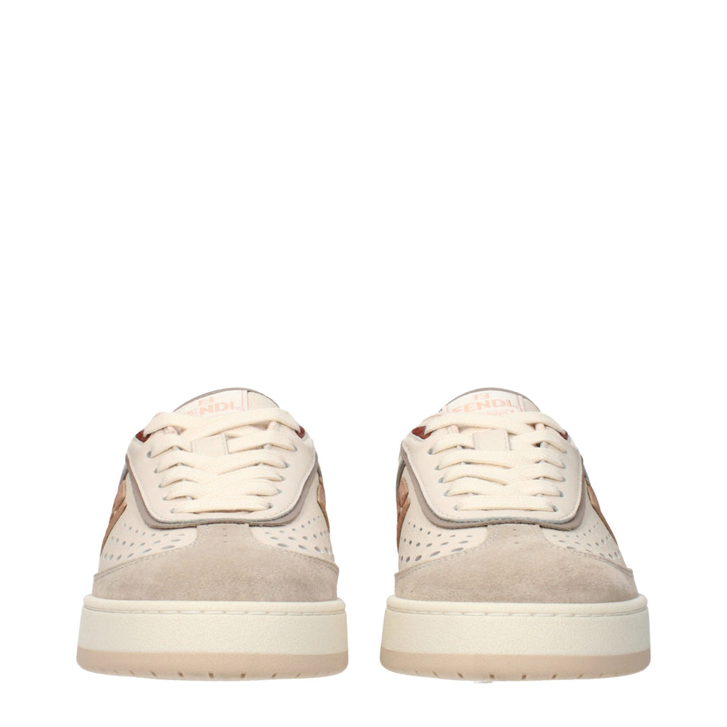 Beige Leather Low Top Sneakers