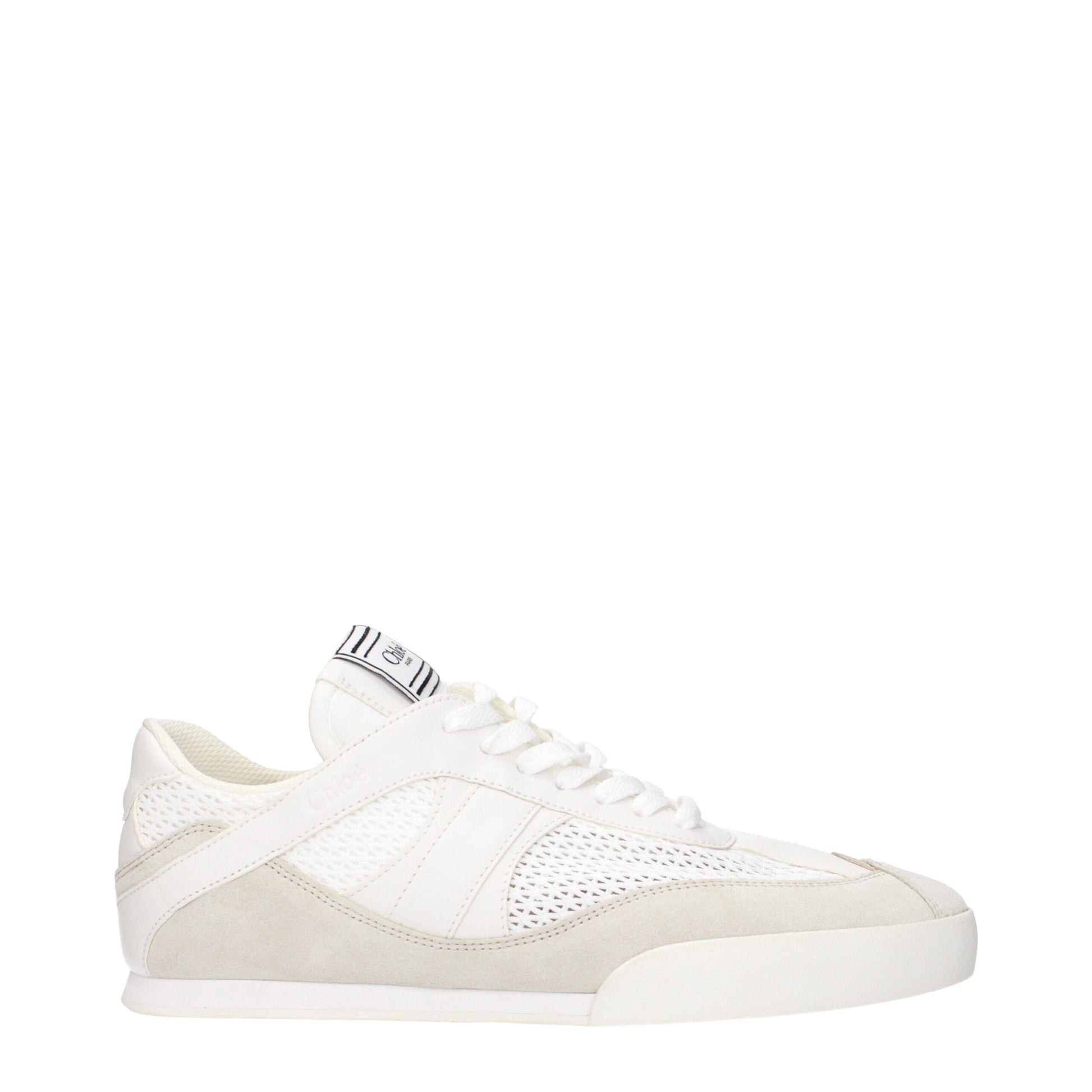 White Fabric Low Top Sneakers