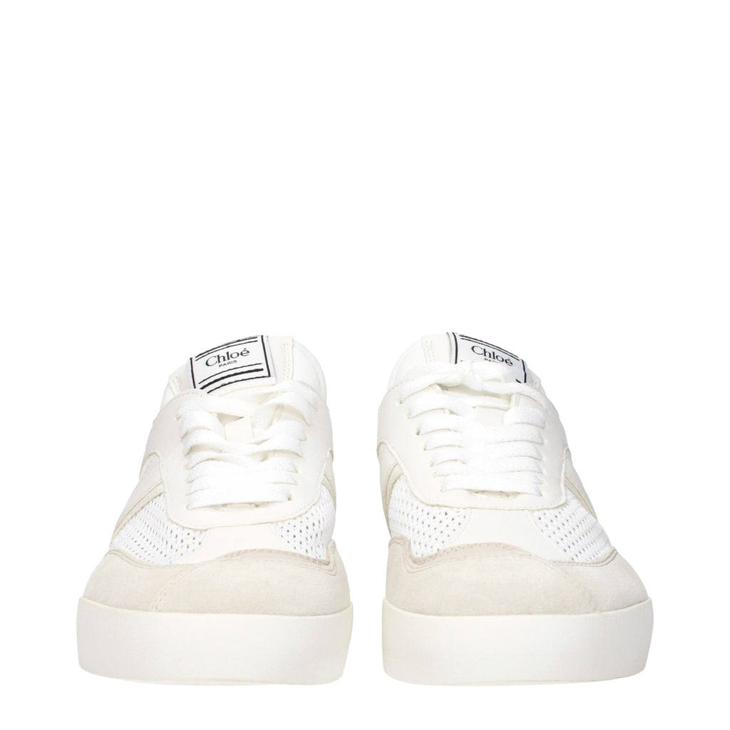 White Fabric Low Top Sneakers
