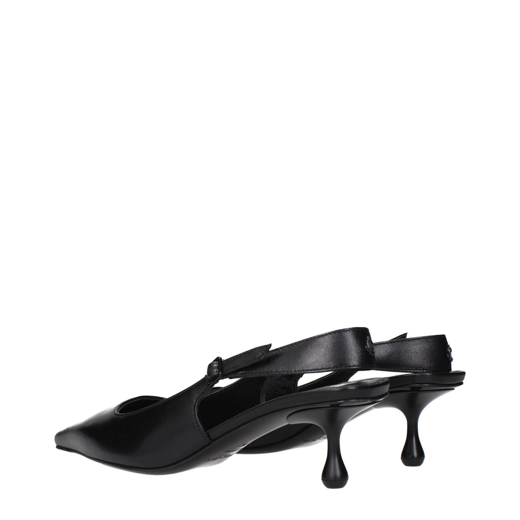 Black Leather Flat Sandals