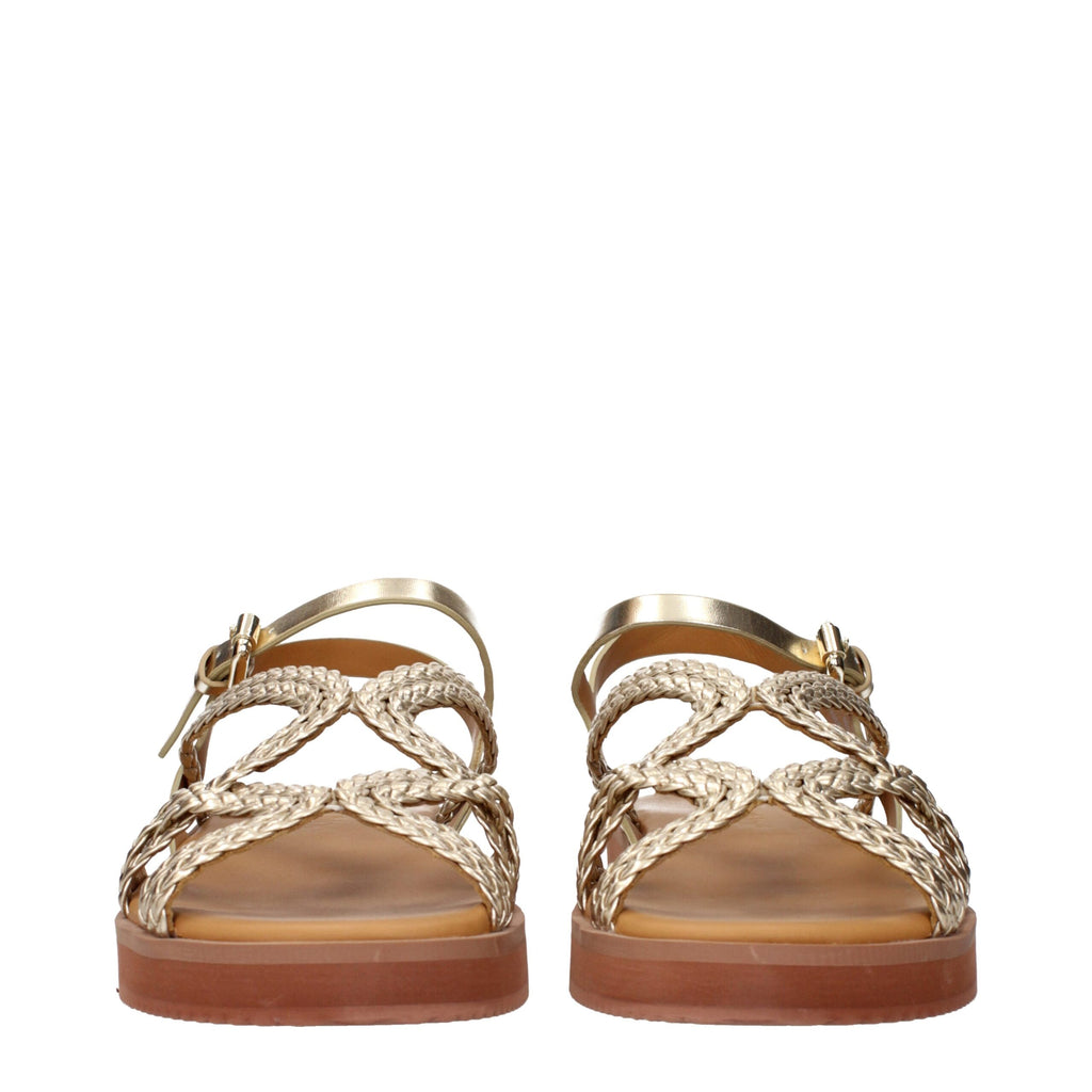 Gold Polyethylene Flat Sandals