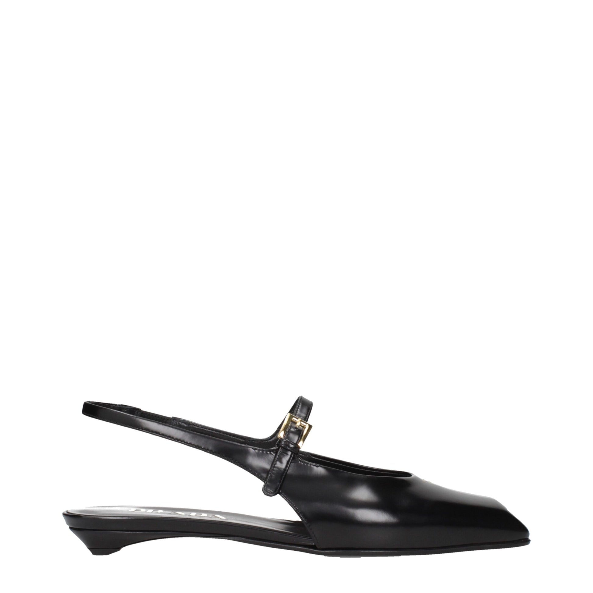 Black Leather Flat Sandals