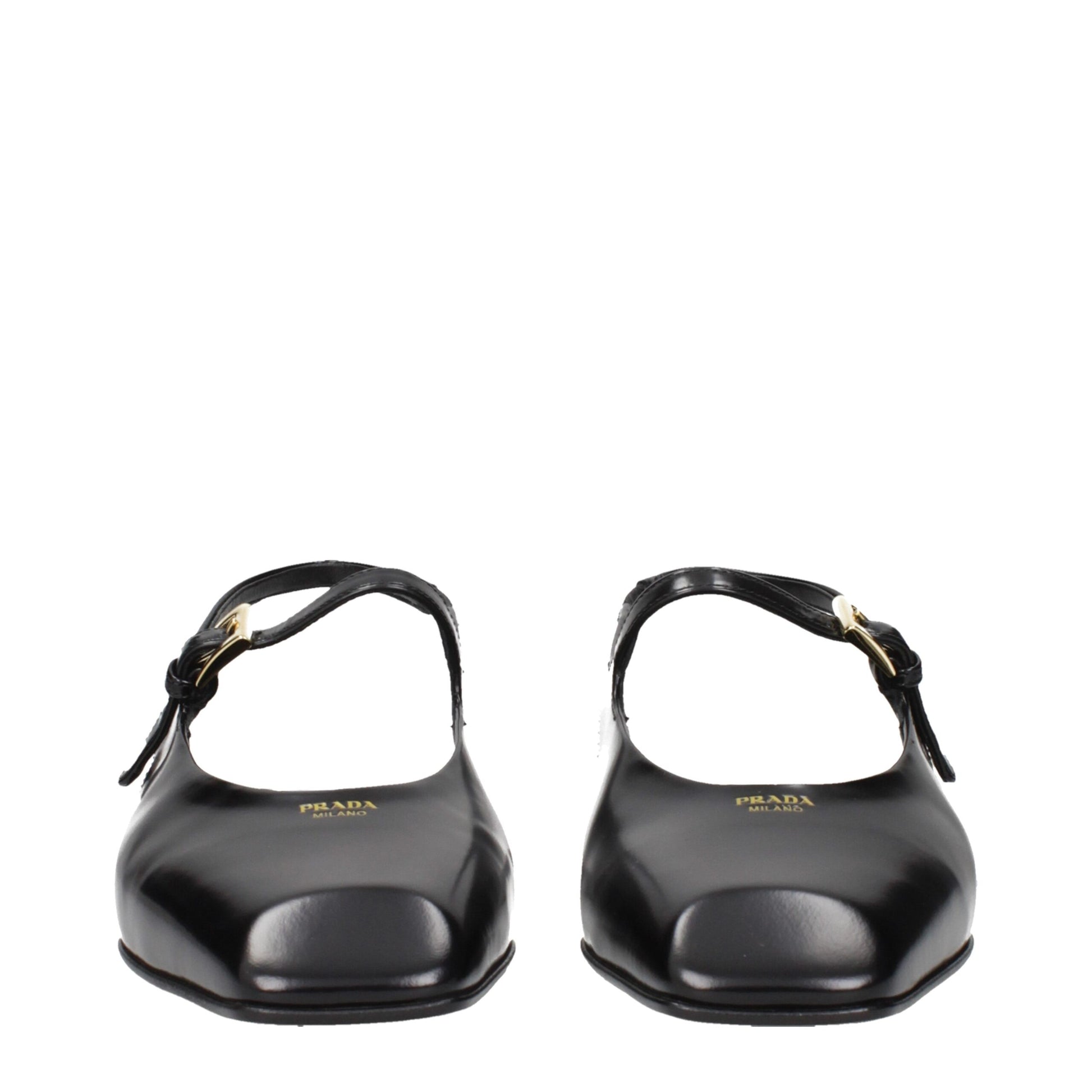 Black Leather Flat Sandals