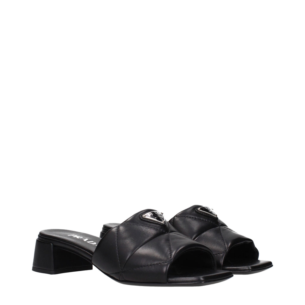 Black Leather Flat Sandals