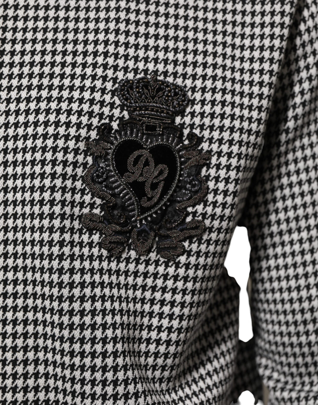 Black White Houndstooth Wool Crest Jacket Sweater