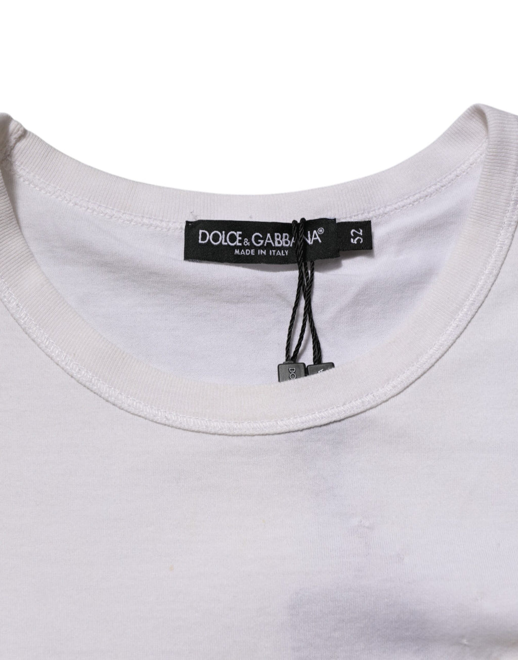 White Cotton Logo Patch Crew Neck Men T-shirt