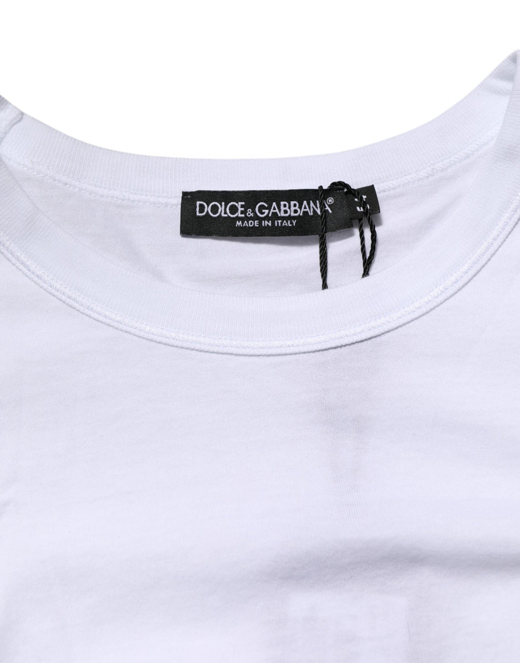 White Logo Plaque Cotton Crew Neck T-shirt