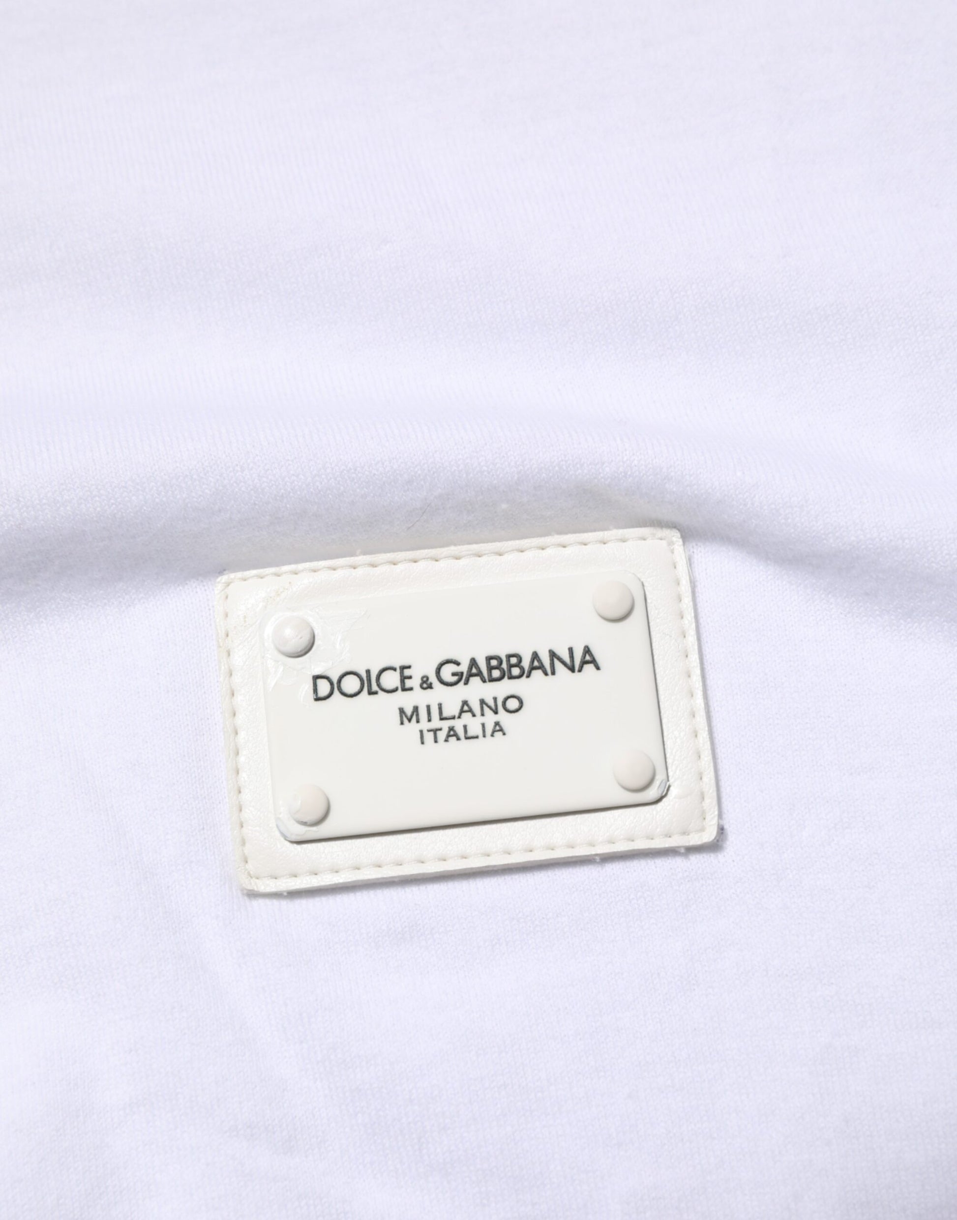 White Logo Plaque Cotton Crew Neck T-shirt