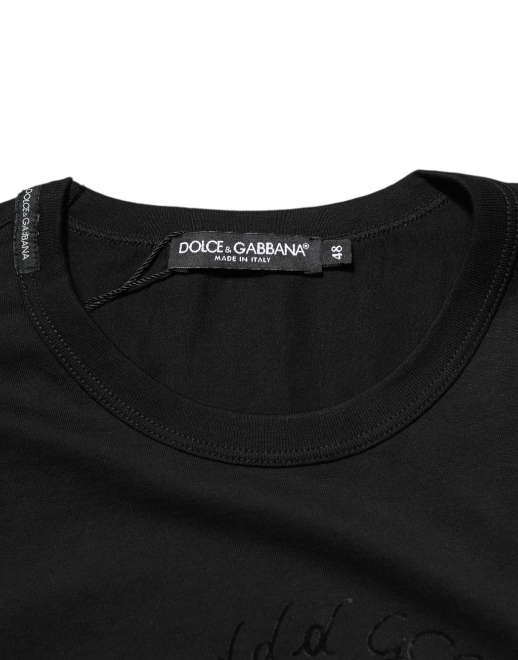 Black Cotton Velvet Logo Print Men T-shirt